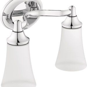 Moen YB2862CH 2-Light Dual Mount Bathroom Vanity Fixture Frosted Glass